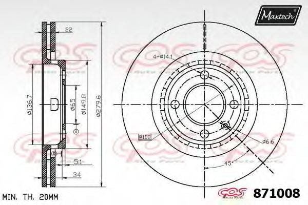 MAXTECH 871008 гальмівний диск