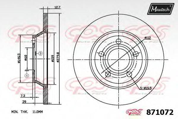 MAXTECH 871072 гальмівний диск