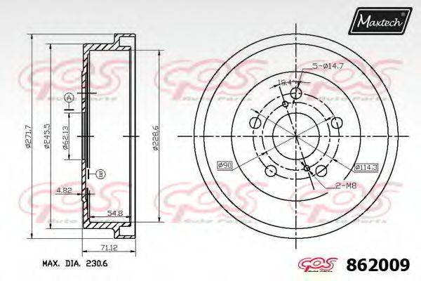 MAXTECH 862009 Гальмівний барабан