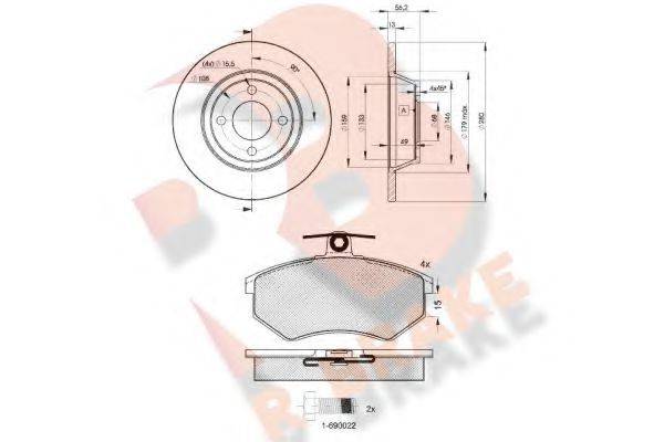 R BRAKE 20778 Комплект гальм, дисковий гальмівний механізм