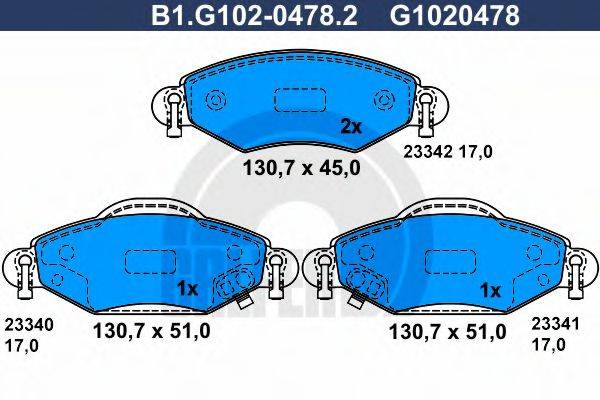 GALFER 23340 Комплект гальмівних колодок, дискове гальмо