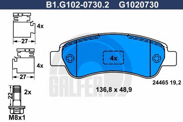 GALFER 24465 Комплект гальмівних колодок, дискове гальмо