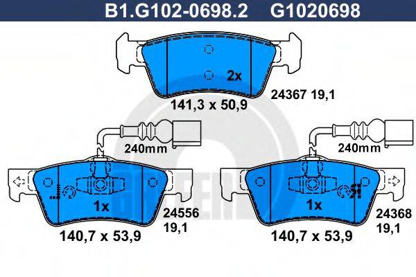 GALFER 24367 Комплект гальмівних колодок, дискове гальмо