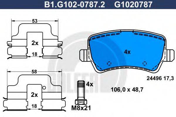 GALFER 24496 Комплект гальмівних колодок, дискове гальмо