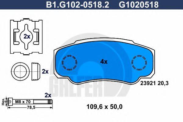 GALFER 23921 Комплект гальмівних колодок, дискове гальмо