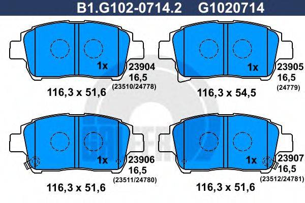 GALFER 23904 Комплект гальмівних колодок, дискове гальмо