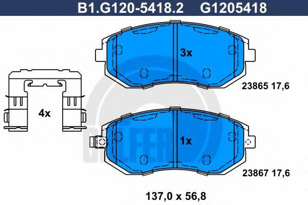 GALFER 23865 Комплект гальмівних колодок, дискове гальмо