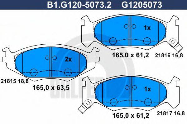 GALFER 21816 Комплект гальмівних колодок, дискове гальмо