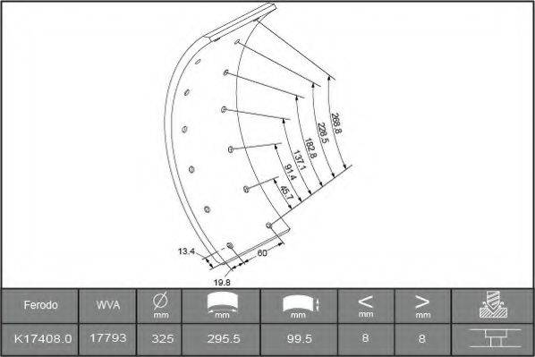 IVECO 7160138 Комплект гальмівних черевиків, барабанні гальма