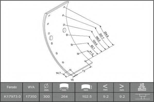 BFMC MB/100/2 Комплект гальмівних черевиків, барабанні гальма