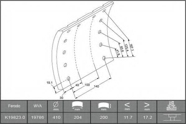 IVECO 9987614 Комплект гальмівних черевиків, барабанні гальма