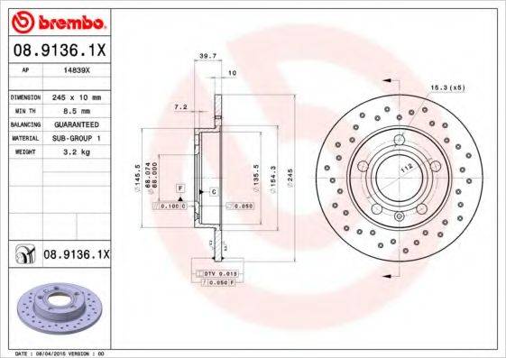 BREMBO 08.9136.1X