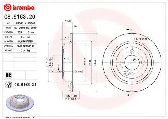 BREMBO 08.9163.20