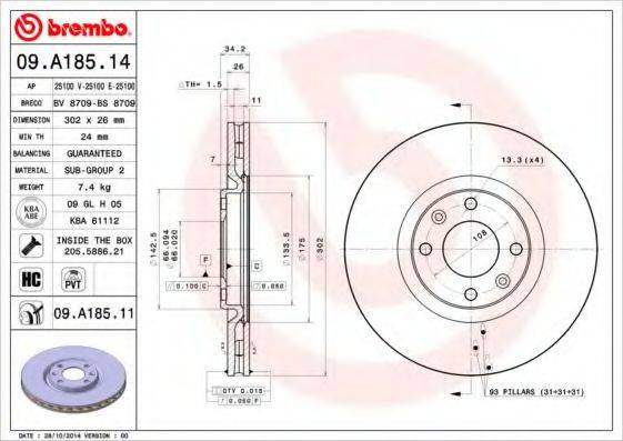 BREMBO 09.A185.14