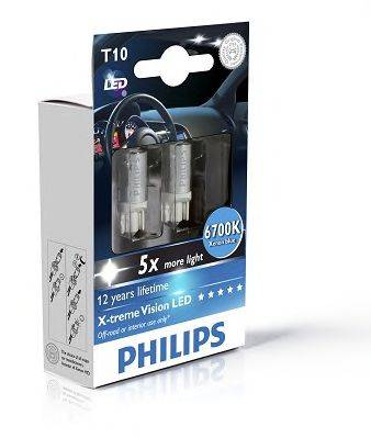 PHILIPS W5W Лампа розжарювання, освітлення салону; Лампа розжарювання, ліхтар встановлений у двері; Лампа розжарювання, ліхтар освітлення багажника; Лампа розжарювання, лампа підкапотна; Лампа розжарювання; Лампа, страхувальне освітлення дверей; Лампа, освітлення ящика для рукавичок; Лампа, лампа читання; Лампа, вхідне освітлення