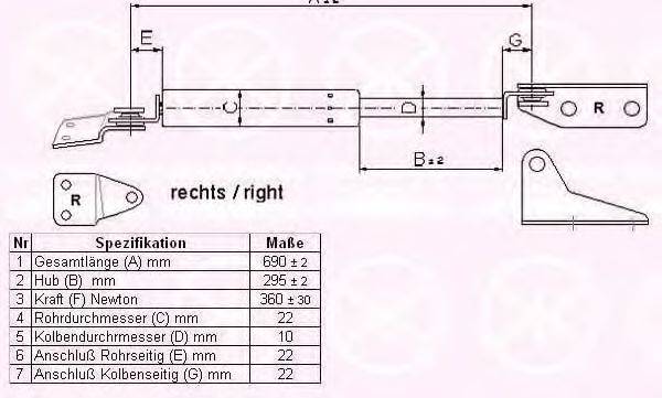 SUZUKI 8185075F00000 Газова пружина, кришка багажника