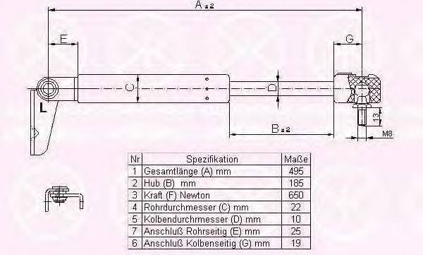 MAZDA 8AG1-63-620 Газова пружина, кришка багажника