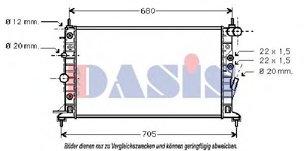 AKS DASIS OL2222 Радіатор, охолодження двигуна