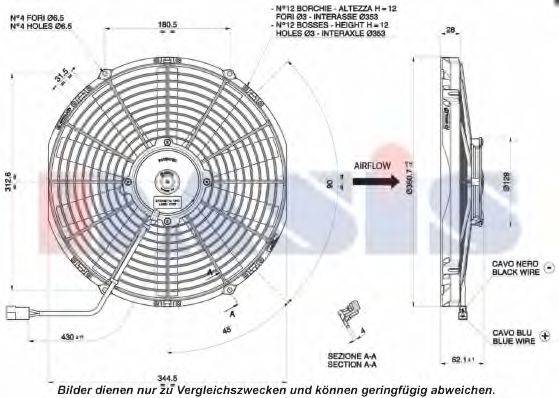 AKS DASIS 8200221 Вентилятор, конденсатор кондиціонера