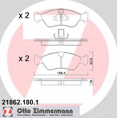 ZIMMERMANN 218621801 Комплект гальмівних колодок, дискове гальмо