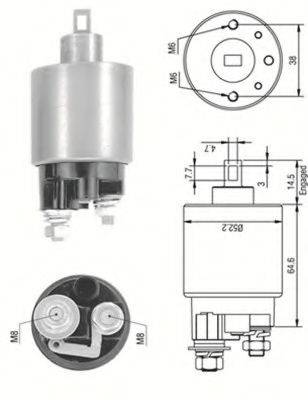 HITACHI S114388D Тягове реле, стартер